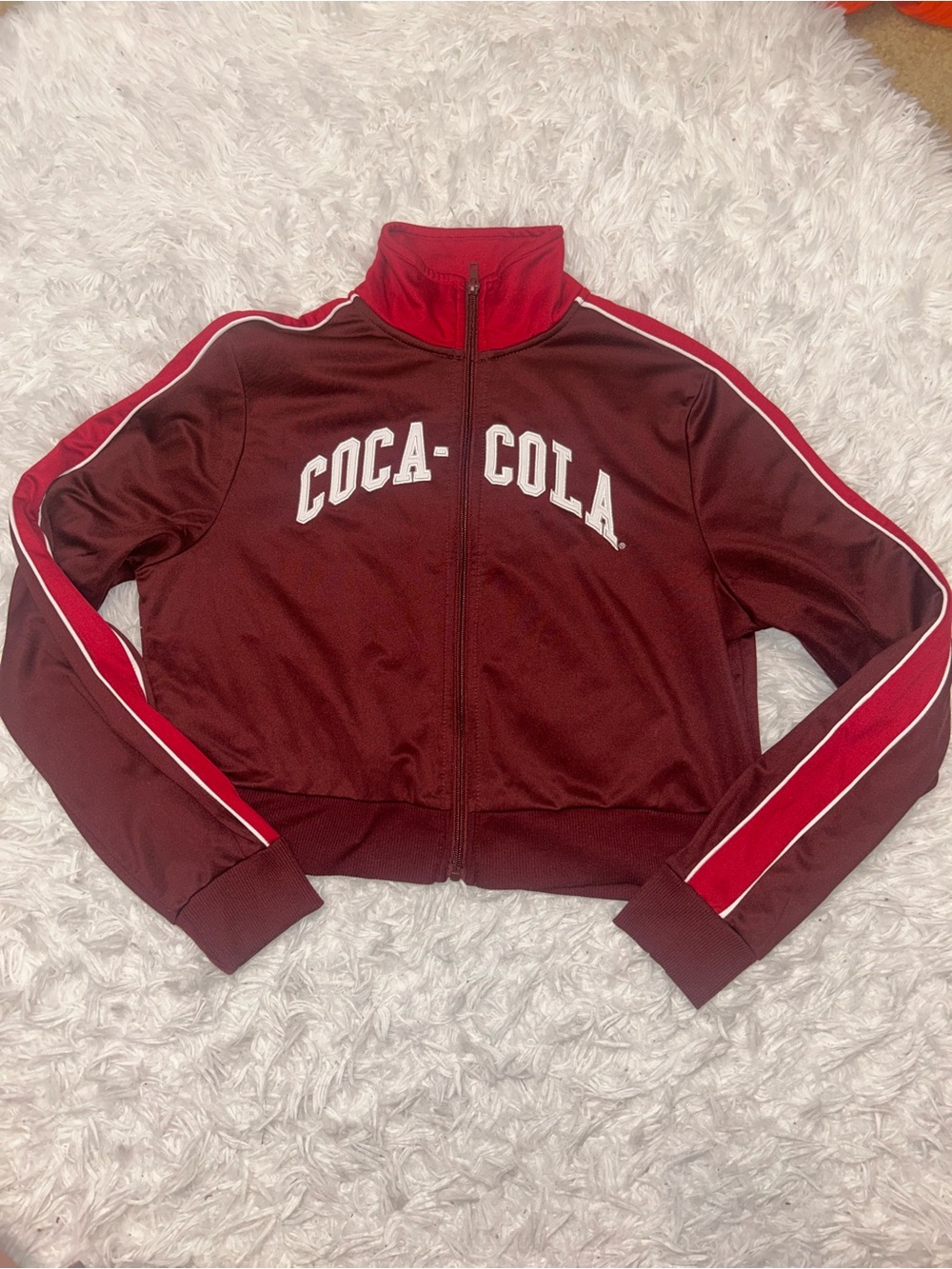 Coca Cola Track Jacket Adult Red Cropped Logo Full Zip Womens woman’s small